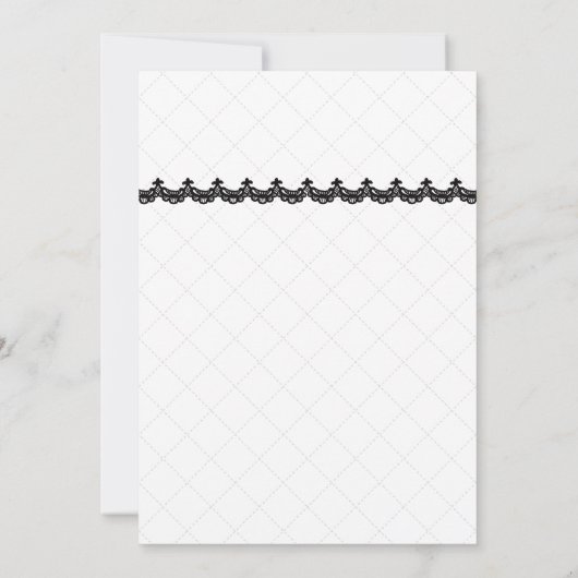 Zwart Kant op Witte Aangepaste Bruiloft Kaart (Achterkant)