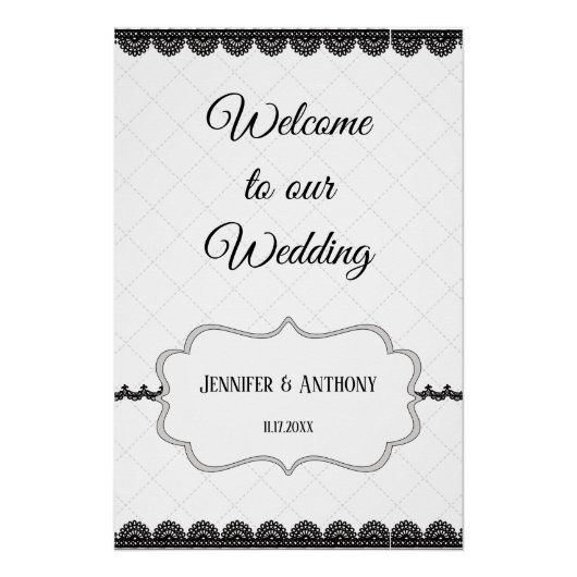 Zwart Kant op Witte Aangepaste Bruiloft Perfect Poster (Voorkant)