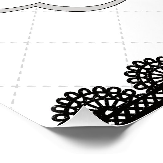 Zwart Kant op Witte Aangepaste Bruiloft Perfect Poster (Hoek)