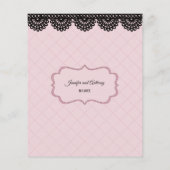 Zwart Kant op Zacht Roze Aangepaste Bruiloft Menu (Achterkant)