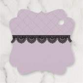 Zwart kant op zachte lavendel aangepaste bruiloft bedankjes labels (Achterkant)