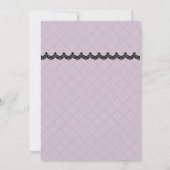 Zwart kant op zachte lavendel aangepaste bruiloft kaart (Achterkant)