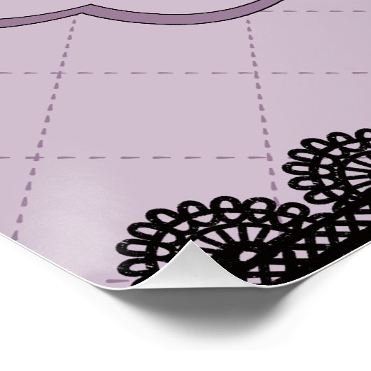 Zwart kant op zachte lavendel aangepaste bruiloft perfect poster (Hoek)