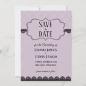 Zwart Kant op Zachte Lavendel Custom Save the Date Kaart (Voorkant)