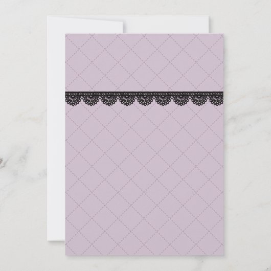 Zwart Kant op Zachte Lavendel Custom Save the Date Kaart (Achterkant)