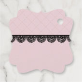 Zwart Kant op Zachte Roze Custom Bruiloft Bedankjes Labels (Achterkant)
