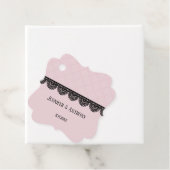 Zwart Kant op Zachte Roze Custom Bruiloft Bedankjes Labels (In situ)