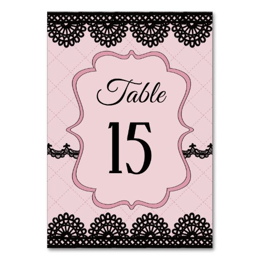 Zwart Kant op Zachte Roze Custom Bruiloft Kaart (Achterkant)