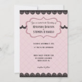 Zwart Kant op Zachte Roze Custom Bruiloft Kaart (Voorkant)