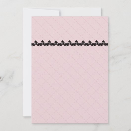 Zwart Kant op Zachte Roze Custom Bruiloft Kaart (Achterkant)
