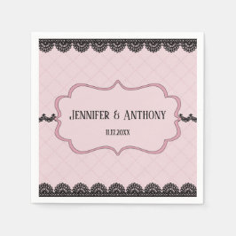 Zwart Kant op Zachte Roze Custom Bruiloft Servet