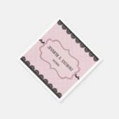 Zwart Kant op Zachte Roze Custom Bruiloft Servet (Hoek)