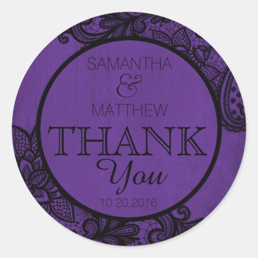 Zwart Kant Paarse Moderne Gothic Dank u Label (Voorkant)
