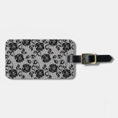 Zwart kant patroon op witte achtergrond bagagelabel (Voorkant horizontaal)