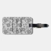 Zwart kant patroon op witte achtergrond bagagelabel (Achterkant horizontaal)
