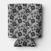 Zwart kant patroon op witte achtergrond blikjeskoeler (Voorkant)