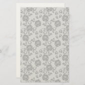 Zwart kant patroon op witte achtergrond briefpapier (Voorkant / Achterkant)