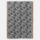 Zwart kant patroon op witte achtergrond deken (Voorkant Verticaal)