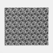Zwart kant patroon op witte achtergrond fleece deken (Voorkant (Horizontaal))