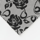 Zwart kant patroon op witte achtergrond fleece deken (Hoek)