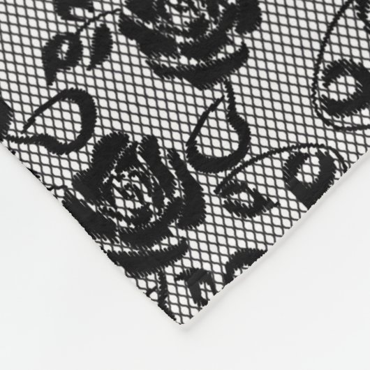 Zwart kant patroon op witte achtergrond fleece deken (Hoek)
