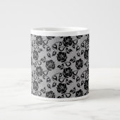 Zwart kant patroon op witte achtergrond grote koffiekop (Voorkant)