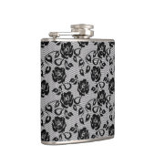 Zwart kant patroon op witte achtergrond heupfles (Rechts)