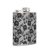 Zwart kant patroon op witte achtergrond heupfles (Rechts)