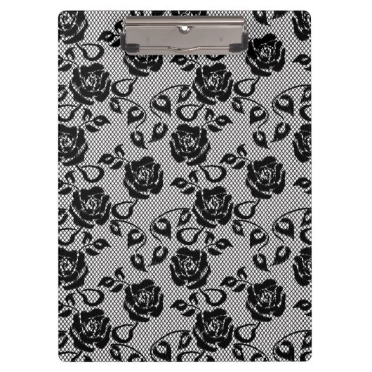 Zwart kant patroon op witte achtergrond klembord (Voorkant)