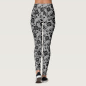 Zwart kant patroon op witte achtergrond leggings (Achterkant)