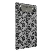 Zwart kant patroon op witte achtergrond mini klembord (Schuin)