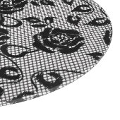 Zwart kant patroon op witte achtergrond snijplank (Hoek)