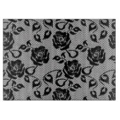 Zwart kant patroon op witte achtergrond snijplank (Voorkant)