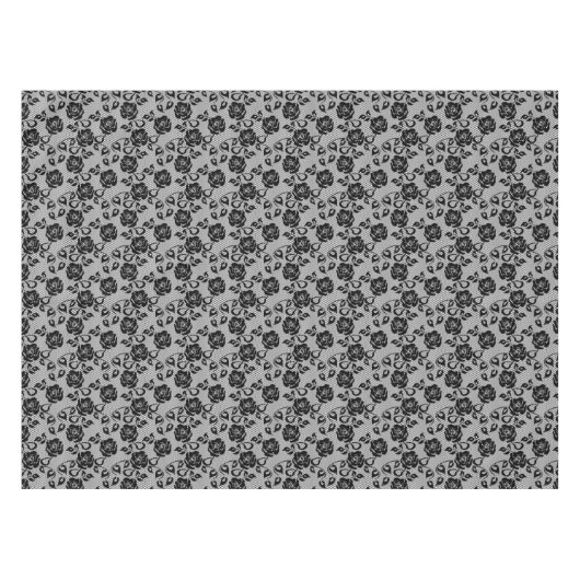 Zwart kant patroon op witte achtergrond tafelkleed (Voorkant (Horizontaal))