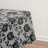 Zwart kant patroon op witte achtergrond tafelkleed (Voorbeeld)