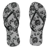 Zwart kant patroon op witte achtergrond teenslippers (Voetbed)