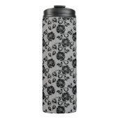 Zwart kant patroon op witte achtergrond thermosbeker (Voorkant)