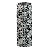 Zwart kant patroon op witte achtergrond thermosbeker (Achterkant)