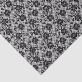 Zwart kant patroon op witte achtergrond tissuepapier (Detail)