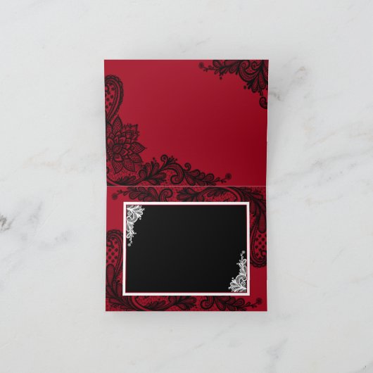 Zwart Kant Rood Moderne Gothic Dank u Bedankkaart (Binnen)