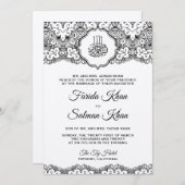  zwart kant voelde ecru islamitische bruiloft kaart (Voorkant / Achterkant)