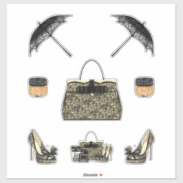 Zwart Kant Vrouwen Decals Planner Notitieboek Jour Sticker