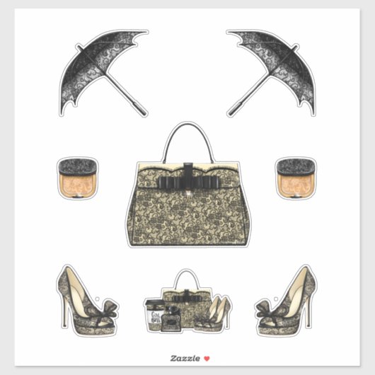 Zwart Kant Vrouwen Decals Planner Notitieboek Jour Sticker (Vel)