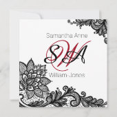 Zwart Kant Wit Modern Gothic Vrijgezellenfeest Kaart (Achterkant)