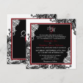 Zwart Kant Wit Moderne Gothic Bruiloft Uitnodiging (Voorkant / Achterkant)