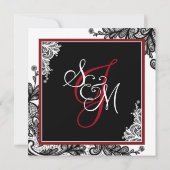 Zwart Kant Wit Moderne Gothic Bruiloft Uitnodiging (Achterkant)