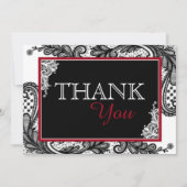 Zwart Kant Wit Moderne Gothic Dank u Bedankkaart (Voorkant)