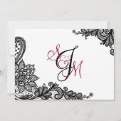 Zwart Kant Wit Moderne Gothic Dank u Bedankkaart (Achterkant)