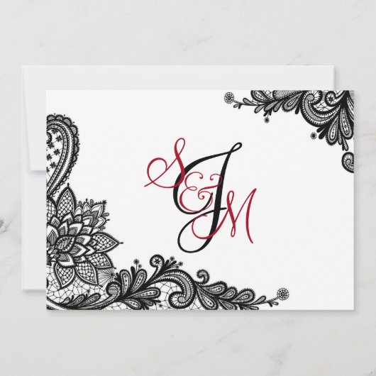 Zwart Kant Wit Moderne Gothic Dank u Bedankkaart (Achterkant)