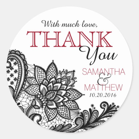 Zwart Kant Wit Moderne Gothic Dank u Label (Voorkant)